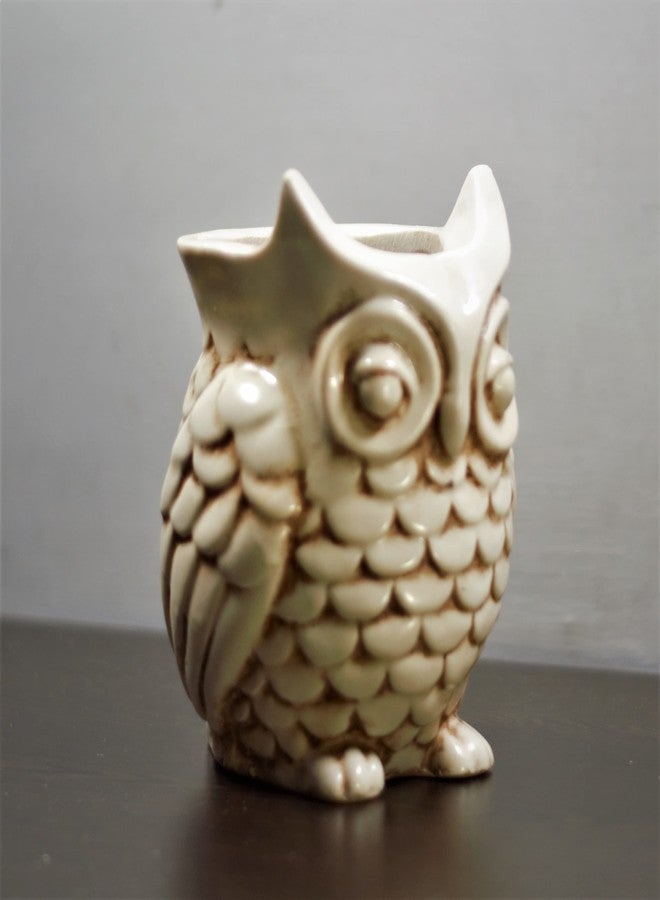 Inara Creation Owl Ashtray Smoking for Home, Office and Bar (Beige) - Image 3